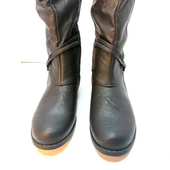 Journee Collection Women's Bite Wide Calf Knee High Buckle Boots 7.5 Black NWT - Picture 4 of 7